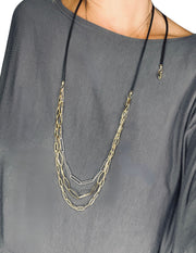 3 Strand Chain Necklace | Mix Metal