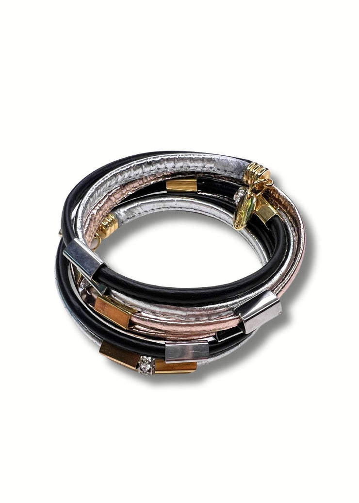 Multi Prism Coil Bracelet | Mix Metal