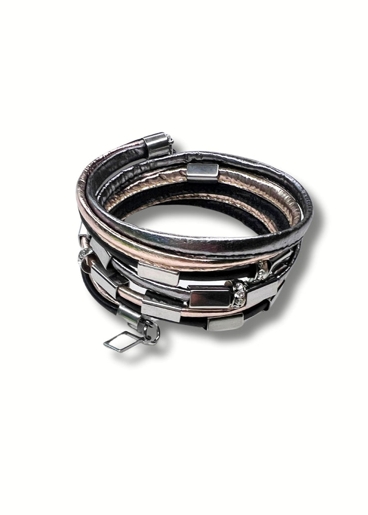 Multi Prism Coil Bracelet | Silver