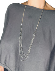 3 Strand Chain Necklace | Silver