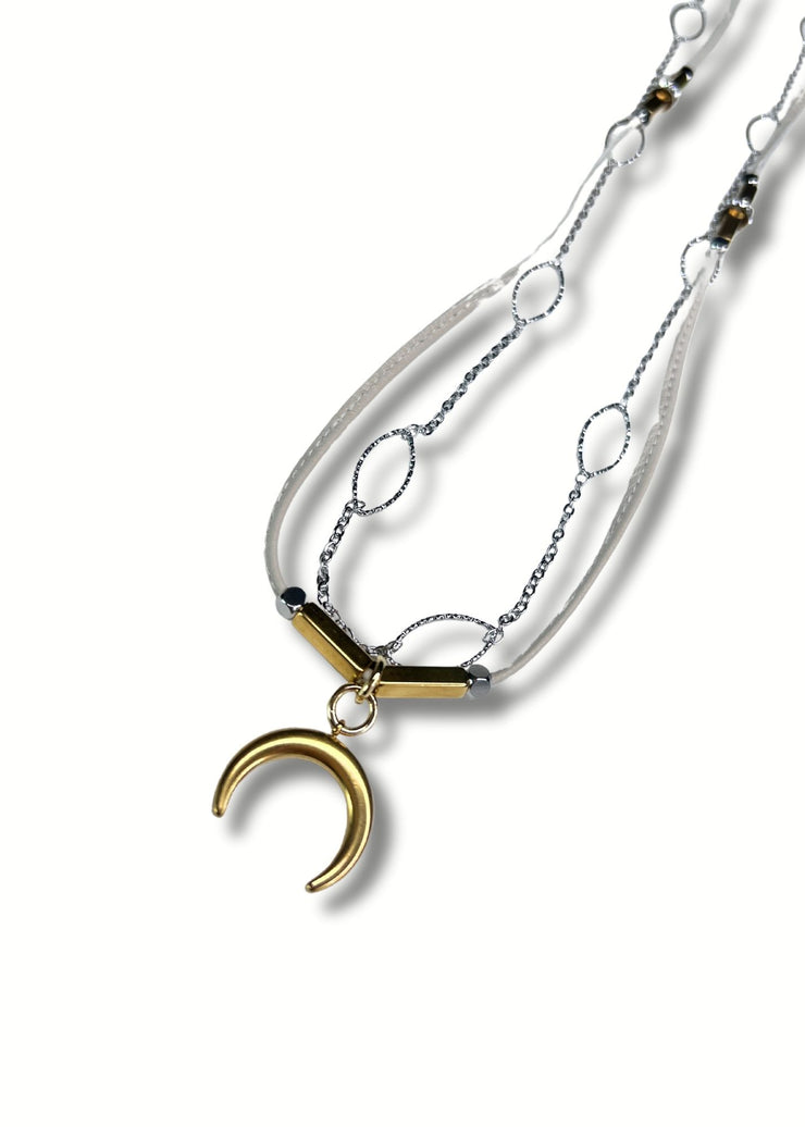 Long Horn Necklace | Mix Metal