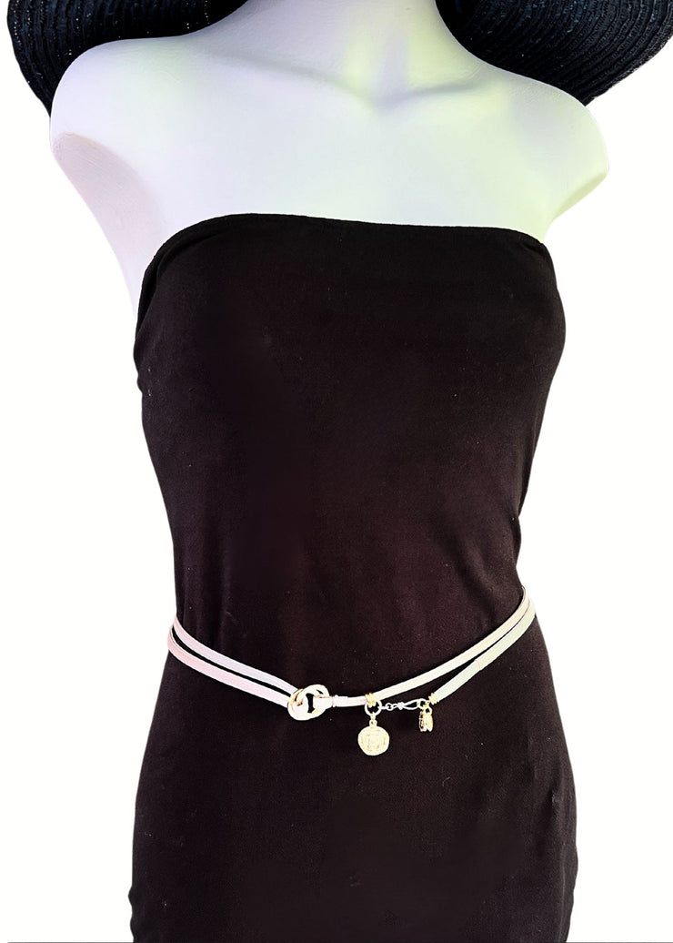 Thick Leather Wrap Belt | Silver