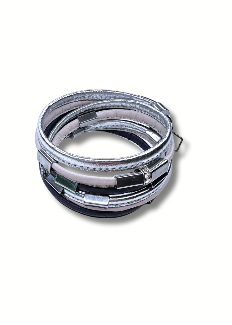 Multi Prism Coil Bracelet | Silver