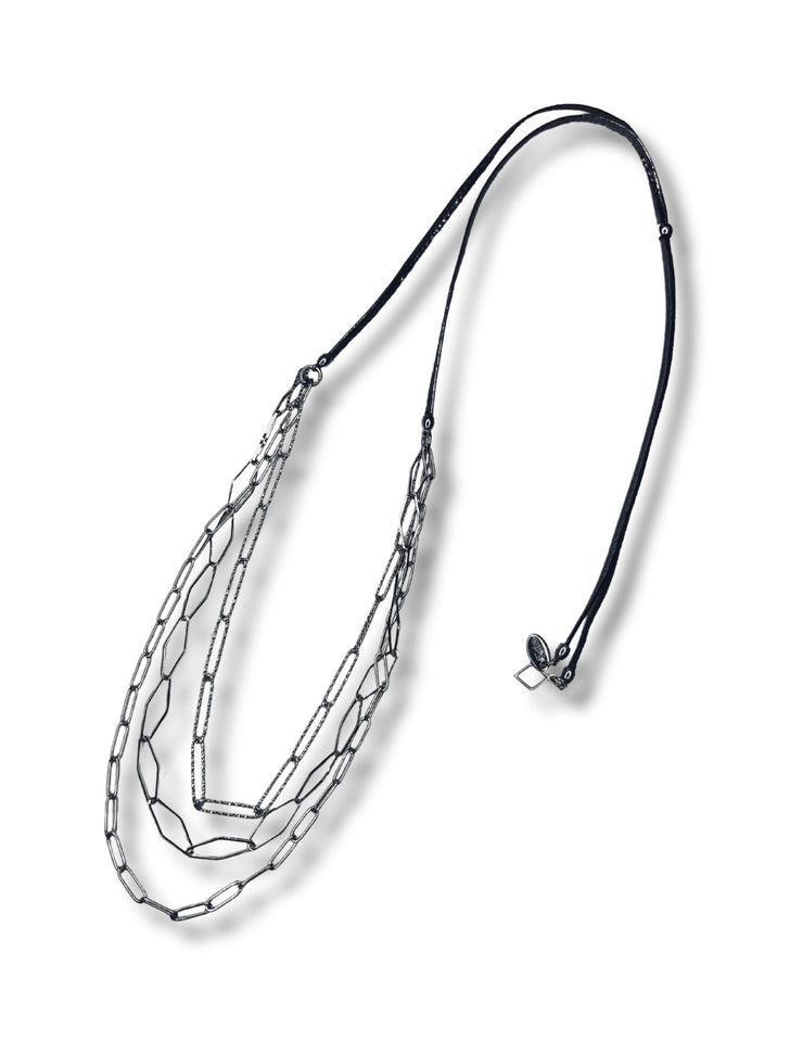 3 Strand Chain Necklace | Silver