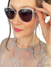 Luxury Leather Eyeglass Strap and Convertible Necklace | Silver