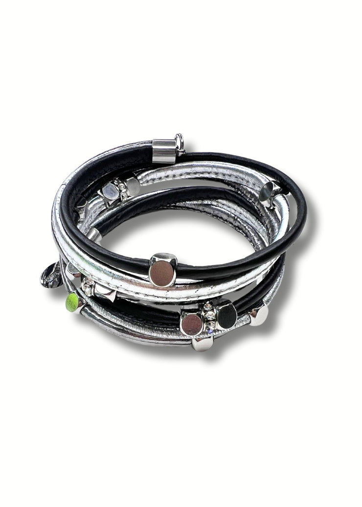 Multi Cube Coil Bracelet | Silver