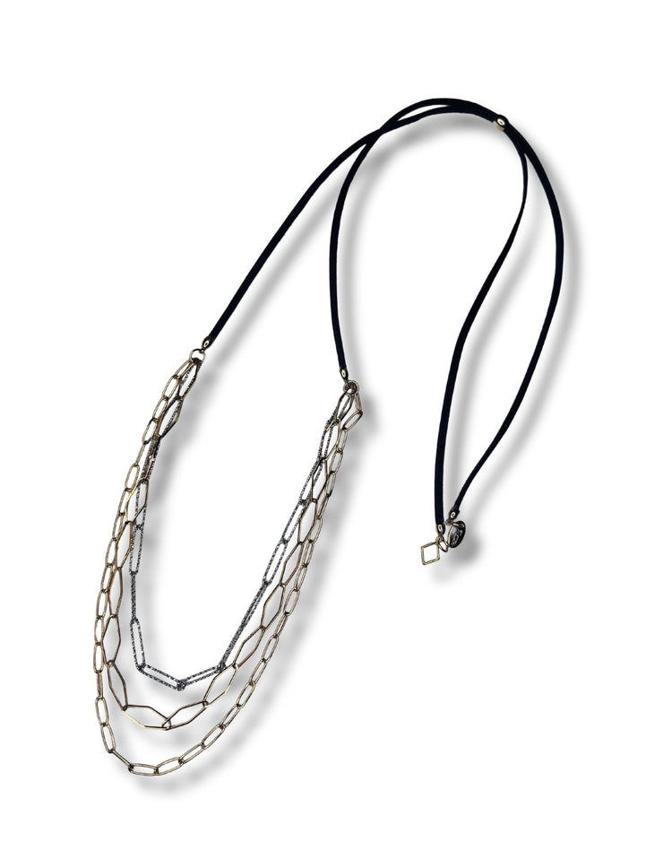 3 Strand Chain Necklace | Mix Metal