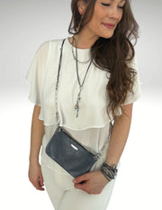 Travel Handbag  (Necklace and Pouch) | Cube | Silver