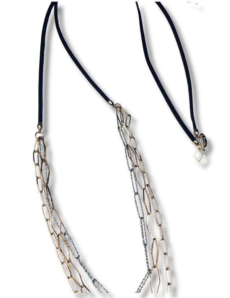 3 Strand Chain Necklace | Mix Metal