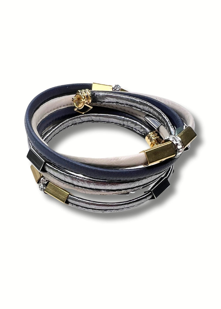 Multi Prism Coil Bracelet | Mix Metal