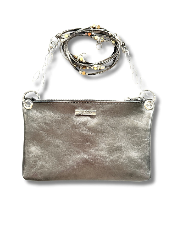 Travel Handbag  (Necklace and Pouch) | Cube | Silver