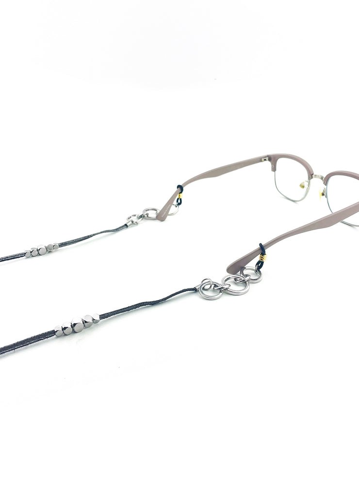 Luxury Leather Eyeglass Strap and Convertible Necklace | Silver