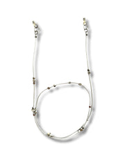 Luxury Leather Eyeglass Strap and Convertible Necklace | Silver